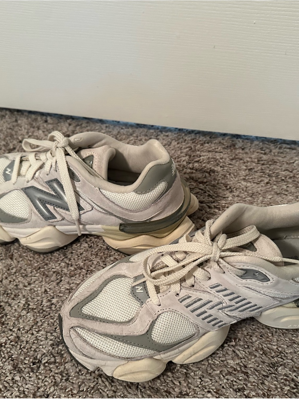 New Balance 9060 Neutral White and Grey Athletic Sneakers - Picture 2 of 11
